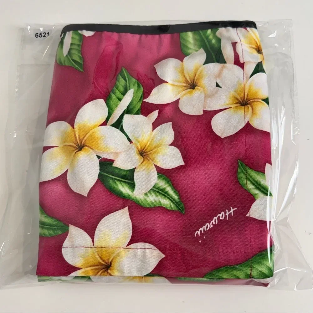 Aloha Hawaiian Floral Reversible Full Apron with Pockets Pink Purple OS